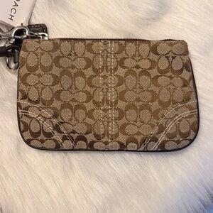 Coach Khaki/Chocolate Monogram Wristlet